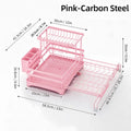 Foldable Over Sink Dish Drying Rack, Expandable Kitchen Counter Organizer with Heavy Duty Carbon Steel Frame, Space Saving Dish Rack for Plates, Bowls & Utensils