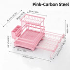 Foldable Over Sink Dish Drying Rack, Expandable Kitchen Counter Organizer with Heavy Duty Carbon Steel Frame, Space Saving Dish Rack for Plates, Bowls & Utensils