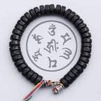 Buddha & Karma Coconut Shell Beads Om Mani Padme Hum Bracelet – Handmade Buddhist Bracelet for Protection, Spiritual Energy, and Inner Peace – Adjustable Meditation Wristband for Men & Women