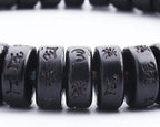 Buddha & Karma Coconut Shell Beads Om Mani Padme Hum Bracelet – Handmade Buddhist Bracelet for Protection, Spiritual Energy, and Inner Peace – Adjustable Meditation Wristband for Men & Women
