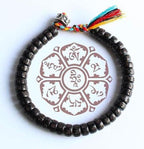 Buddha & Karma Coconut Shell Beads Om Mani Padme Hum Bracelet – Handmade Buddhist Bracelet for Protection, Spiritual Energy, and Inner Peace – Adjustable Meditation Wristband for Men & Women