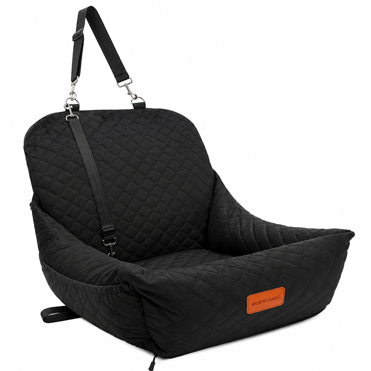 WOOAIDAGG Dog Car Seat for Small Dogs,Ultra-Soft Fabric,2 Storage Pockets & Safety Leash,Adjustable Straps,Easy to Install,Fully Detachable and Washable(Beige)