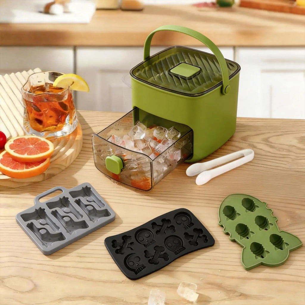 2-in-1 Large Capacity Ice Mold & Storage Bin Set 🧊(More fun and better than it looks on video✨)