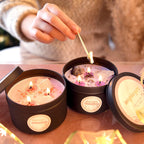 Chakra Candles with Healing Crystals for Meditation, Soy Wax