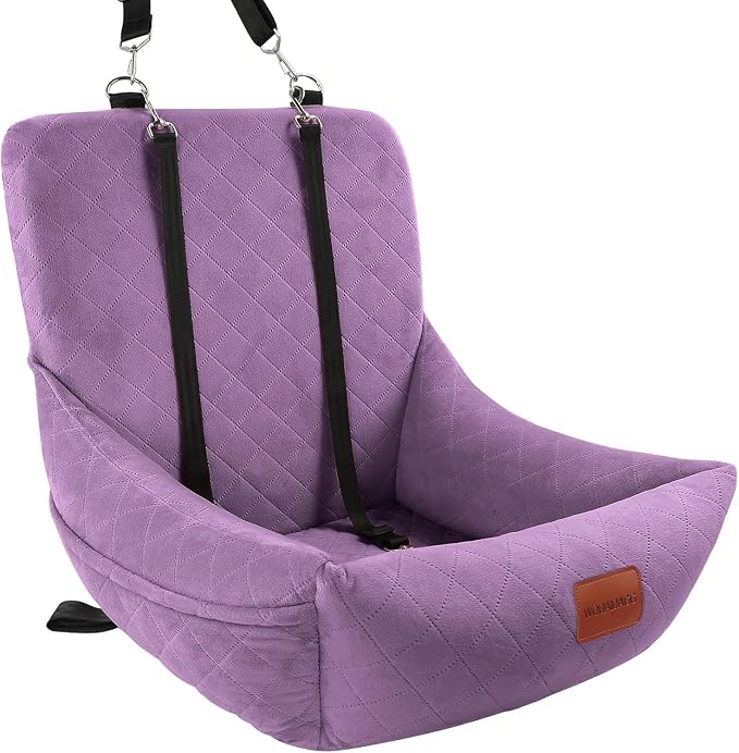WOOAIDAGG Dog Car Seat for Small Dogs,Ultra-Soft Fabric,2 Storage Pockets & Safety Leash,Adjustable Straps,Easy to Install,Fully Detachable and Washable(Beige)