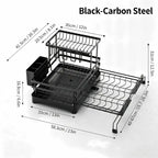 Foldable Over Sink Dish Drying Rack, Expandable Kitchen Counter Organizer with Heavy Duty Carbon Steel Frame, Space Saving Dish Rack for Plates, Bowls & Utensils