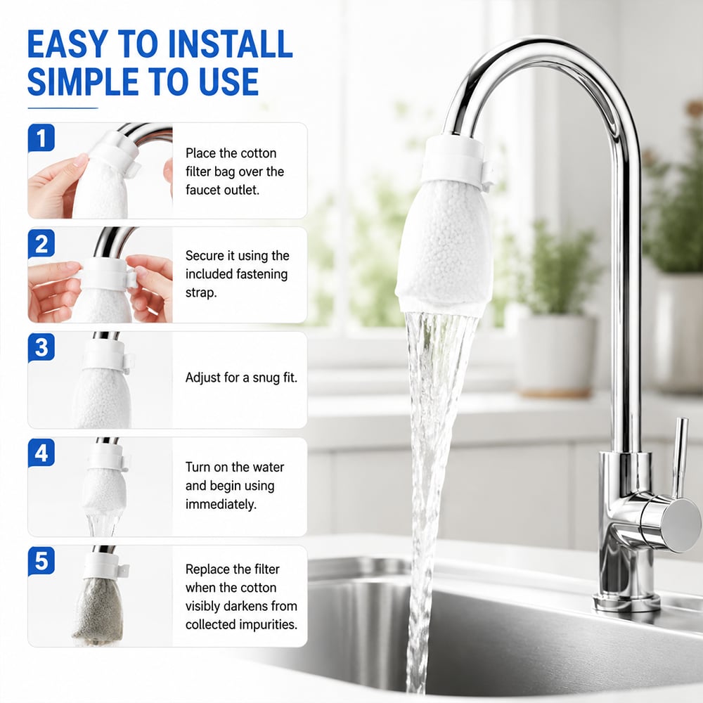 200-Pack Universal Faucet Water Filter Bags – Ultra-Fine 1000 Mesh Home Water Purifier Replacement 🌟Set