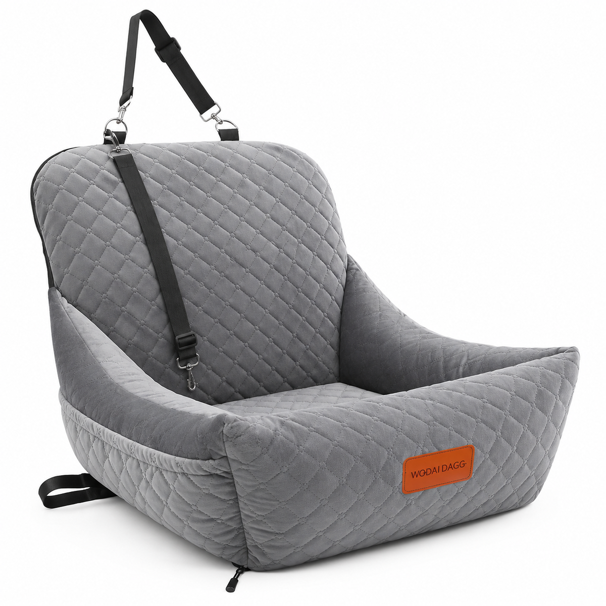 WOOAIDAGG Dog Car Seat for Small Dogs,Ultra-Soft Fabric,2 Storage Pockets & Safety Leash,Adjustable Straps,Easy to Install,Fully Detachable and Washable(Beige)