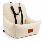 WOOAIDAGG Dog Car Seat for Small Dogs,Ultra-Soft Fabric,2 Storage Pockets & Safety Leash,Adjustable Straps,Easy to Install,Fully Detachable and Washable(Beige)